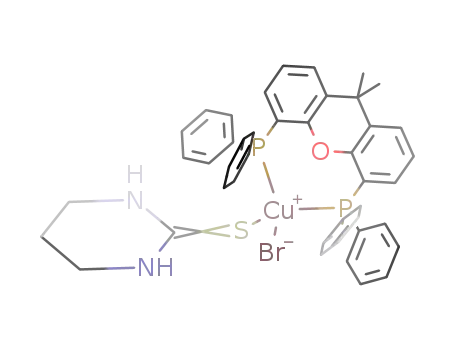 Molecular Structure of 905816-37-7 (bromo(4,5-bis(diphenylphosphano)-9,9-dimethylxanthene)(tetrahydropyrimidine-2-thione)copper(I))