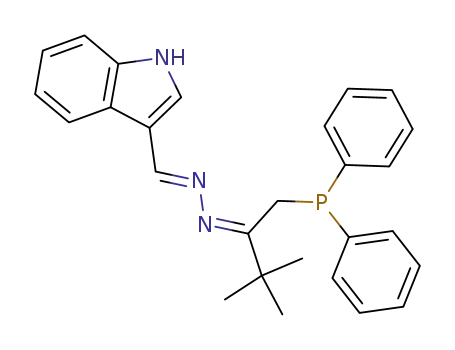 N-[1-[(Diphenylphosphanyl)-methyl]-2,2-dimethyl-prop-(Z)-ylidene]-N'-[1-(1H-indol-3-yl)-meth-(E)-ylidene]-hydrazine