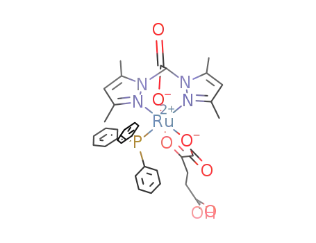 Molecular Structure of 791601-95-1 (bis(3,5-dimethylpyrazol-1-yl)acetato ruthenium(II) PPh3 (κ2 O(1),O(2)-2-oxoglutarato))