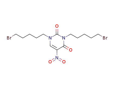 Molecular Structure of 1131732-36-9 (1,3-bis(5-bromopentyl)-5-nitro-1,2,3,4-tetrahydropyrimidine-2,4-dione)