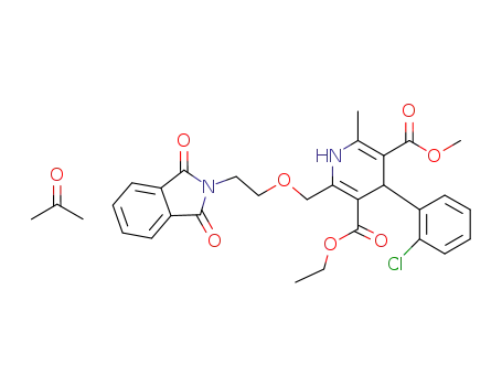 acetone solvate of 3-ethyl, 5-methyl 4-(2-chlorophenyl)-1,4-dihydro-6-methyl-2-[(2-phthalimidoethoxy)methyl]-3,5-pyridinedicarboxylate