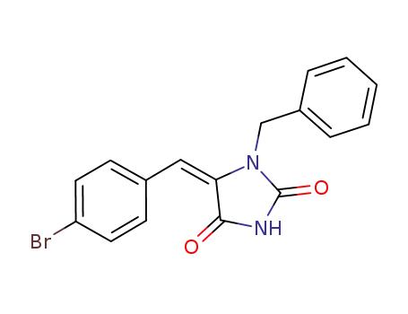Molecular Structure of 1099596-31-2 ((E)-1-benzyl-5-(4-bromobenzylidene)imidazolidine-2,4-dione)