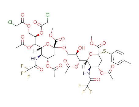 methyl 4,7-di-O-acetyl-3,5-dideoxy-2-(4-methylphenylthio)-9-O-(methyl-4,7-di-O-acetyl-8,9-O-chloroacetyl-3,5-dideoxy-5-trifluoroacetamido-D-glycero-α-D-galacto-2-nonulopyranosylonate)-5-trifluoroacetamido-D-glycero-α-D-galacto-2-nonulopyranosidonate