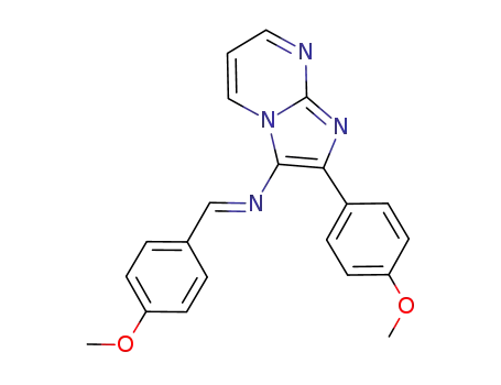 Molecular Structure of 1089671-87-3 (2-(4-methoxyphenyl)-N<sup>3</sup>-[(E)-1-(4-methoxyphenyl)methylidene]imidazo[1,2-a]pyrimidin-3-amine)