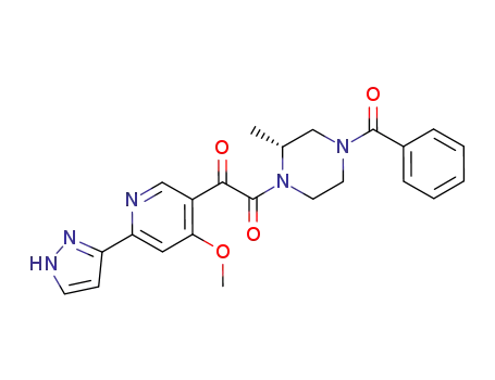 Molecular Structure of 1173176-86-7 (1-((R)-4-benzoyl-2-methylpiperazin-1-yl)-2-[6-(1H-pyrazol-3-yl)-4-methoxypyridin-3-yl]ethane-1,2-dione)