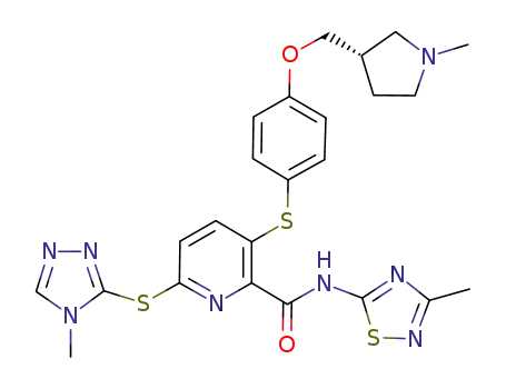 3-[(4-{[(3S)-1-methylpyrrolidin-3-yl]methoxy}phenyl)thio]-N-(3-methyl-1,2,4-thiadiazol-5-yl)-6-[(4-methyl-4H-1,2,4-triazol-3-yl)thio]pyridine-2-carboxamide