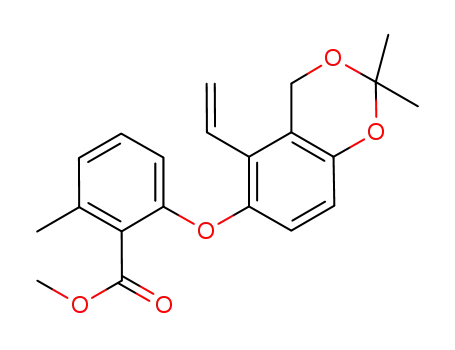 Molecular Structure of 1174734-17-8 (methyl 2-(2,2-dimethyl-5-vinyl-4H-benzo[d][1,3]dioxin-6-yloxy)-6-methylbenzoate)
