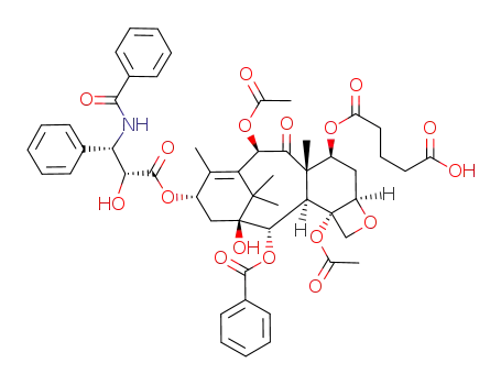 Molecular Structure of 133524-73-9 (Pentanedioic acid,1-[(2aR,4S,4aS,6R,9S,11S,12S,12aR,12bS)-6,12b-bis(acetyloxy)-9-[(2R,3S)-3-(benzoylamino)-2-hydroxy-1-oxo-3-phenylpropoxy]-12-(benzoyloxy)-2a,3,4,4a,5,6,9,10,11,12,12a,12b-dodecahydro-11-hydroxy-4a,8,13,13-tetramethyl-5-oxo-7,11-methano-1H-cyclodeca[3,4]benz[1,2-b]oxet-4-yl]ester)