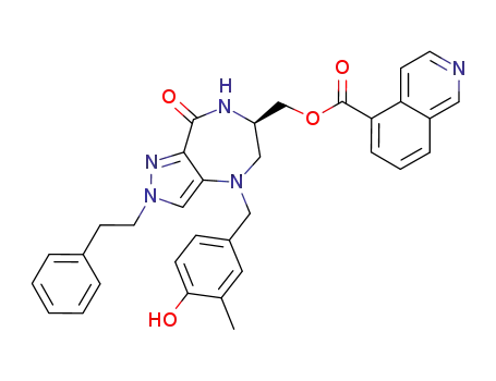 (R)-(4-(4-hydroxy-3-methylbenzyl)-8-oxo-2-(2-phenethyl)-2,4,5,6,7,8-hexahydropyrazolo[4,3-e][1,4]diazepin-6-yl)methyl isoquinoline-5-carboxylate