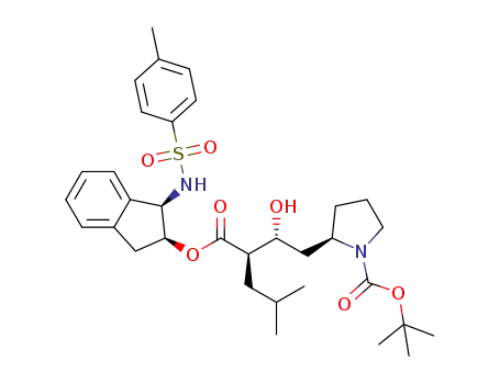 (1R,2S)-N-[2,3-dihydro-2-((2R,3R)-2-isobutyl-3-hydroxy-4-(N-Boc-(R)-pyrrolidin-2-yl)-1-oxobutoxy)inden-1-yl]-4-methylbenzene sulfonamide