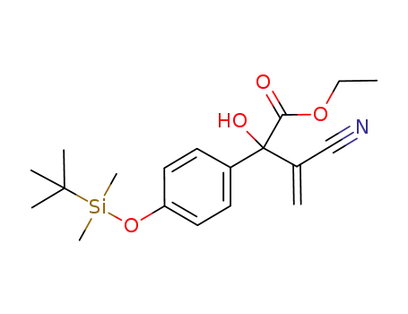 Molecular Structure of 1220307-39-0 (3-(4-tert-butyldimethylsilyloxyphenyl)-3-ethoxycarbonyl-3-hydroxy-2-methylenepropanenitrile)