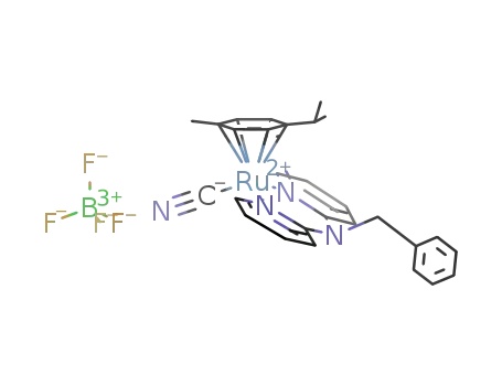 Molecular Structure of 1248572-24-8 ([(η6-p-(i-Pr)C6H4Me)Ru(κ2-di-2-pyridylbenzylamine)(CN)]BF4)