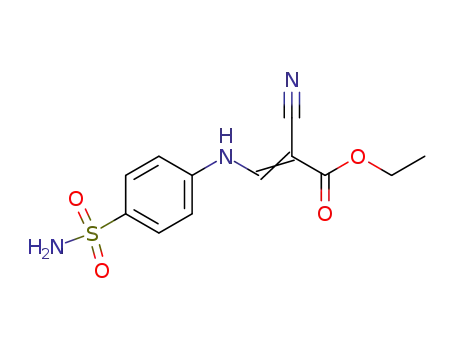 Molecular Structure of 61679-67-2 (2-Propenoic acid, 3-[[4-(aminosulfonyl)phenyl]amino]-2-cyano-, ethyl
ester)