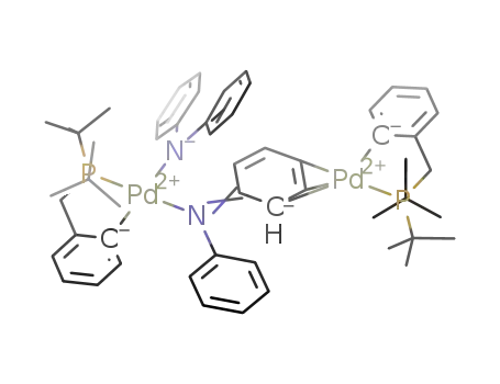 Pd(P(C(CH<sub>3</sub>)3)2CH<sub>2</sub>C<sub>6</sub>H<sub>4</sub>)N(C<sub>6</sub>H<sub>5</sub>)2NC<sub>6</sub>H<sub>5</sub>C<sub>6</sub>H<sub>5</sub>Pd(P(C(CH<sub>3</sub>)3)2CH<sub>2</sub>C<sub>6</sub>H<sub>4</sub>)