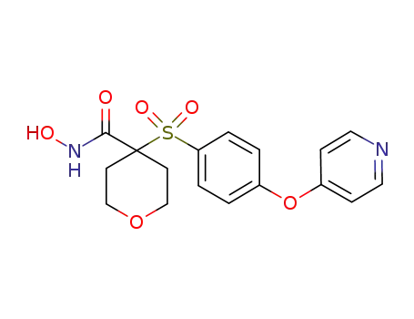 Molecular Structure of 308824-00-2 (2H-Pyran-4-carboxamide,
tetrahydro-N-hydroxy-4-[[4-(4-pyridinyloxy)phenyl]sulfonyl]-)