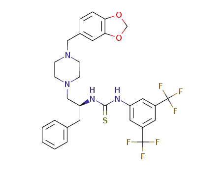 (S)-1-(1-(4-(benzo[d][1,3]dioxol-5-ylmethyl)piperazin-1-yl)-3-phenylpropan-2-yl)-3-(3,5-bis(trifluoromethyl)phenyl)thiourea