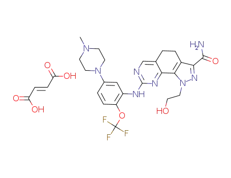 1-(2-hydroxyethyl)-8-[5-(4-methylpiperazin-1-yl)-2-trifluoromethoxyphenylamino]-4,5-dihydro-1H-pyrazolo[4,3-h]quinazoline-3-carboxamide fumarate