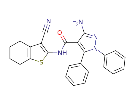 3-amino-N-(3-cyano-4,5,6,7-tetrahydrobenzo[b]thiophen-2-yl)-1,5-diphenyl-1H-pyrazol-4-yl-carboxamide