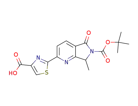 Molecular Structure of 348128-76-7 ((RS)-2-(1H-2-t-butoxycarbonyl-1-oxo-2,3-dihydropyrrolo[3,4-b]pyridin-5-yl)-1,3-thiazole-4-carboxylic acid)