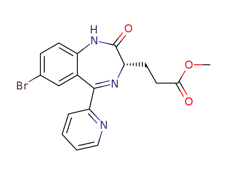 Molecular Structure of 308242-23-1 ((3S)-(7-BroMo-2-oxo-5-pyridin-2-yl-2,3-dihydro-1H-benzo[e][1,4]diazepin-3-yl)-propionic acid Methyl ester)