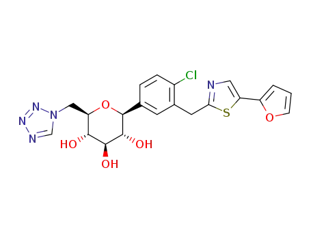 (2R,3S,4R,5R,6S)-2-((1H-tetrazol-1-yl)methyl)-6-(4-chloro-3-((5-(furan-2-yl)thiazol-2-yl)methyl)phenyl)tetrahydro-2H-pyran-3,4,5-triol