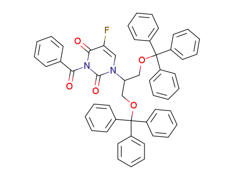 Molecular Structure of 210760-39-7 (3-Benzoyl-5-fluoro-1-(2-trityloxy-1-trityloxymethyl-ethyl)-1H-pyrimidine-2,4-dione)