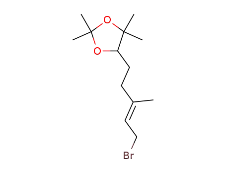 Molecular Structure of 83324-69-0 (1,3-Dioxolane,
5-[(3E)-5-bromo-3-methyl-3-pentenyl]-2,2,4,4-tetramethyl-)