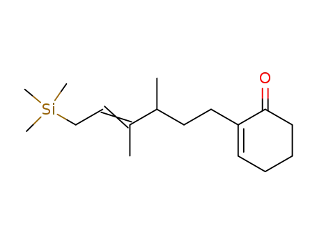 Molecular Structure of 118354-45-3 (2-((Z)-3,4-Dimethyl-6-trimethylsilanyl-hex-4-enyl)-cyclohex-2-enone)
