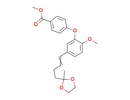 Molecular Structure of 213264-58-5 (2-methyl-2-{5-[4-methoxy-3-(4-methoxycarbonyl-phenoxy)phenyl]-but-3-enyl}-1,3-dioxolan)