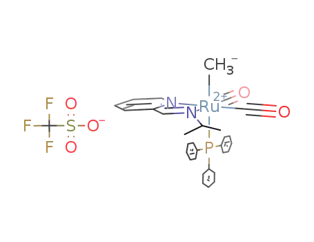 Ru(CH<sub>3</sub>)(CO)2[C<sub>5</sub>H<sub>4</sub>NCHNCH(CH<sub>3</sub>)2][P(C<sub>6</sub>H<sub>5</sub>)3]<sup>(1+)</sup>*CF<sub>3</sub>SO<sub>3</sub><sup>(1-)</sup>=[Ru(CH<sub>3</sub>)(CO)2(C<sub>5</sub>H<sub>4</sub>NCHNCH(CH<sub>3</sub>)2)(P(C<sub>6</sub>H<sub>5</sub>)3)](CF<sub>3</sub>SO<sub>3</sub>)