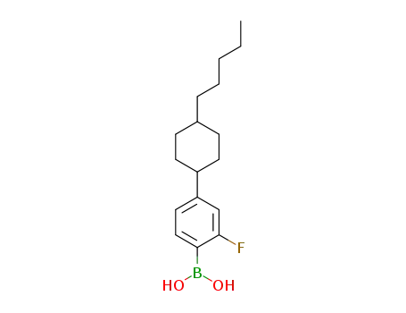 Molecular Structure of 163006-96-0 (2-Fluoro-4-(trans-4-pentylcyclohexyl)phenylboronic acid)