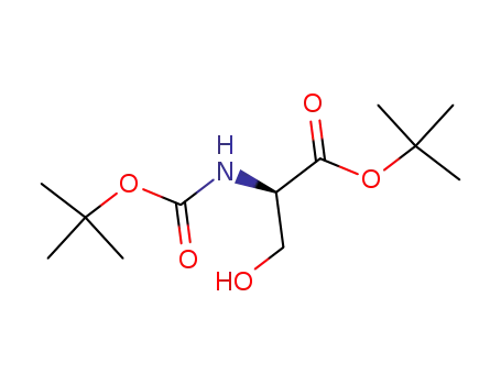 Molecular Structure of 71630-31-4 ((R)-tert-butyl 2-((tert-butoxycarbonyl)amino)-3-hydroxypropanoate)