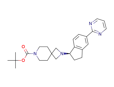 Molecular Structure of 1334785-04-4 (tert-butyl 2-[(R)-5-(pyrimidin-2-yl)-2,3-dihydro-1H-inden-1-yl]-2,7-diazaspiro[3.5]nonane-7-carboxylate)