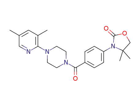 Molecular Structure of 1223425-94-2 (3-{4-[4-(3,5-dimethylpyridin-2-yl)piperazine-1-carbonyl]phenyl}-4,4-dimethyloxazolidin-2-one)