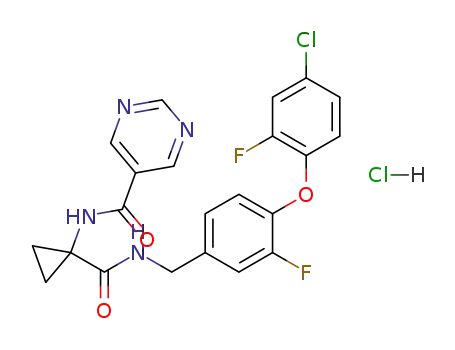 Pyrimidine-5-carboxylic acid-{1-[4-(4-chloro-2-fluoro-phenoxy)-3-fluoro-benzylcarbamoyl]-cyclopropyl}-amide hydrochloride