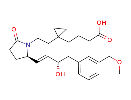 Molecular Structure of 494221-67-9 (Cyclopropanebutanoic acid,
1-[2-[(2R)-2-[(1E,3S)-3-hydroxy-4-[3-(methoxymethyl)phenyl]-1-butenyl]-
5-oxo-1-pyrrolidinyl]ethyl]-)