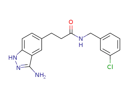 Molecular Structure of 871708-12-2 (3-(3-amino-1H-indazol-5-yl)-N-(3-chloro-benzyl)-propionamide)