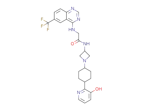 N-(1-(4-(3-hydroxypyridin-2-yl)cyclohexyl)azetidin-3-yl)-2-((6-(trifluoromethyl)quinazolin-4-yl)amino)acetamide