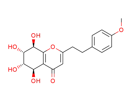 Molecular Structure of 123278-01-3 ((5R,6S,7S,8R)?2?[2?(4?methoxyphenyl)ethyl]?5,6,7,8?tetrahydroxy?5,6,7,8?tetrahydrochromone)