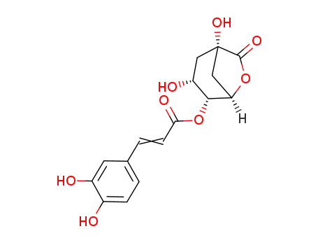 Molecular Structure of 918407-45-1 (2-Propenoic acid, 3-(3,4-dihydroxyphenyl)-,
(1S,3R,4R,5R)-1,3-dihydroxy-7-oxo-6-oxabicyclo[3.2.1]oct-4-yl ester)