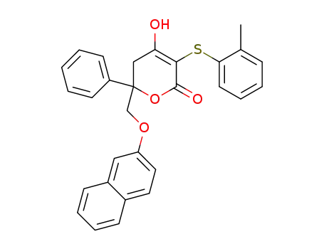 3-(o-tolylthio)-5,6-dihydro-4-hydroxy-6-((naphthalen-2-yloxy)methyl)-6-phenylpyran-2-one