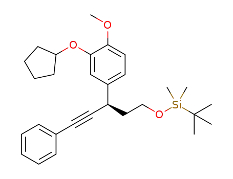 (R)-tert-butyl((3-(3-(cyclopentyloxy)-4-methoxyphenyl)-5-phenylpent-4-yn-1-yl)oxy)dimethylsilane