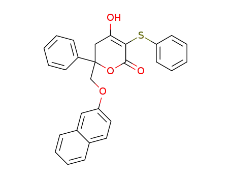 5,6-dihydro-4-hydroxy-6-((naphthalen-2-yloxy)methyl)-6-phenyl-3-(phenylthio)pyran-2-one