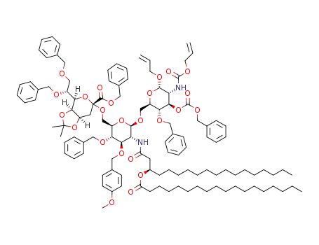 allyl 2-allyloxycarbonylamino-4-O-benzyl-6-O-[4-O-benzyl-6-O-[(benzyl7,8-di-O-benzyl-3-deoxy-4,5-O-isopropylidene-α-D-manno-oct-2-ulopyranosid)onate]-2-deoxy-3-O-(4-methoxyphenylmethyl)-2-((R)-3-(octadecanoyloxy)octadecanoylamino)-β-D-glucopyranosyl]-2-deoxy-α-D-glucopyranoside