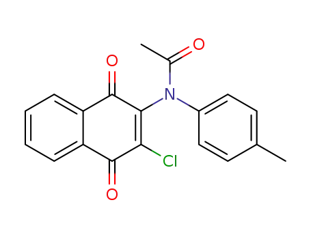 Molecular Structure of 84348-94-7 (N-(3-chloro-1,4-dioxo-1,4-dihydronaphthalen-2-yl)-N-(4-methylphenyl)acetamide)