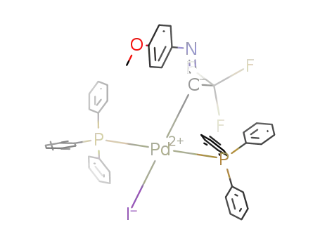 Molecular Structure of 1352411-00-7 (trans-Pd(η1-C(CF3)N(p-methoxyphenyl))(triphenylphosphine)2)