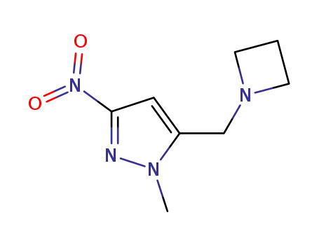 Molecular Structure of 1227210-48-1 (5-(azetidin-1-ylmethyl)-1-methyl-3-nitro-1H-pyrazole)