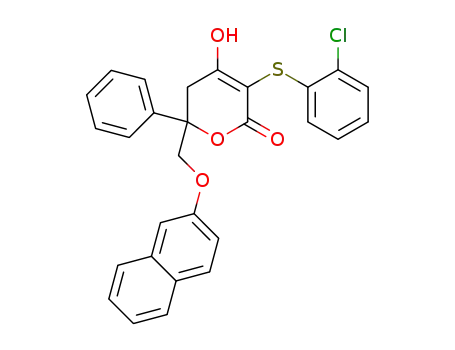 3-(2-chlorophenylthio)-5,6-dihydro-4-hydroxy-6-((naphthalen-2-yloxy)methyl)-6-phenylpyran-2-one