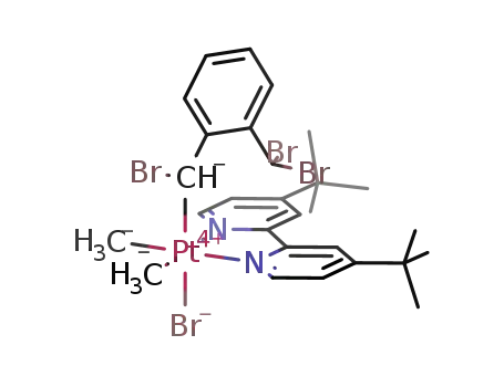 Molecular Structure of 1359769-65-5 (trans-[PtMe<sub>2</sub>(CHBr-o-C<sub>6</sub>H<sub>4</sub>CHBr<sub>2</sub>)Br(4,4'-di-tert-butyl-2,2'-bipyridine)])