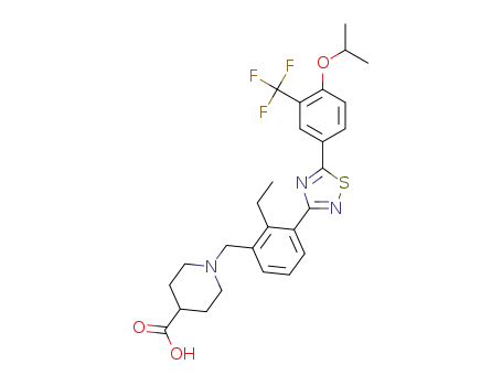 1-(2-ethyl-3-(5-(4-isopropoxy-3-(trifluoromethyl)phenyl)-1,2,4-thiadiazol-3-yl)benzyl)piperidine-4-carboxylic acid